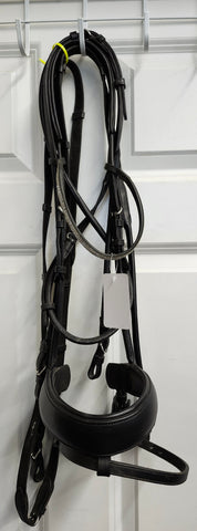Vespuccia rolled leather bridle w/ reins and bling browband