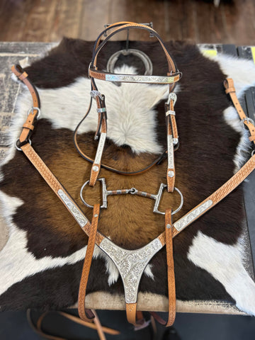 Crates Headstall, Breast Collar, & Split Reins