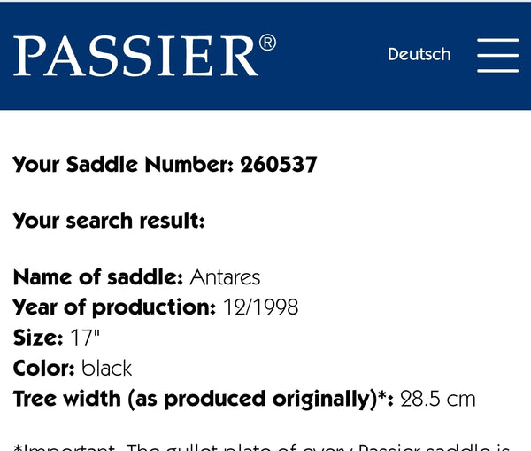 17" Passier Antares Dressage Saddle