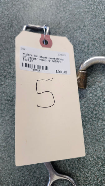 5" Myler Flat Shank Correctional Bit with Copper Mouth