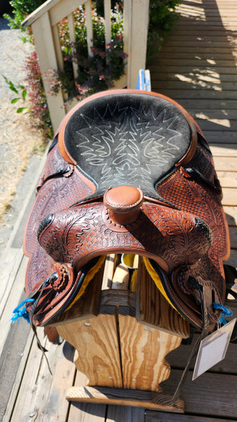15" Western Saddle w/ Acorn Leaf tooling and Basketweave