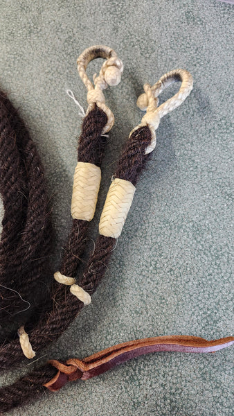 Horsehair split reins with rawhide accents