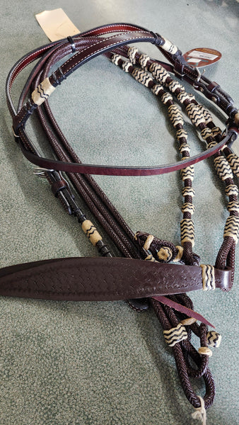 Turquoise Cross Headstall & Romal Reins Set