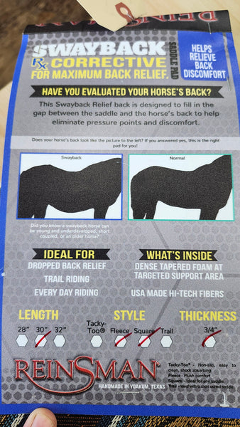 30" Reinsman Swayback Contoured Pad