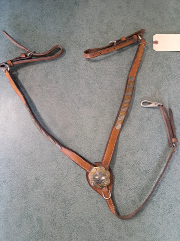 Tory Leather western breast collar with silver