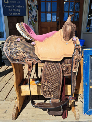 15" Double S Saddlery Reno Barrel Racing Saddle