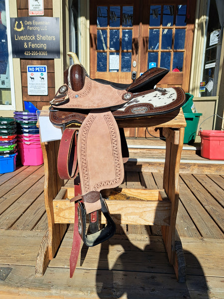 13" Double T Cowhide Barrel Saddle