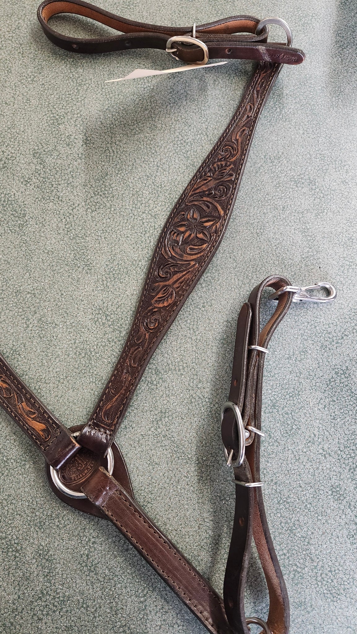 Double J Tooled Leather Western breast collar