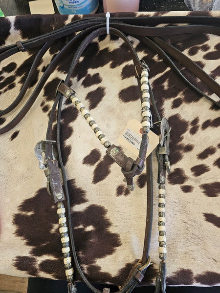 Western headstall with ferrules and matching split reins