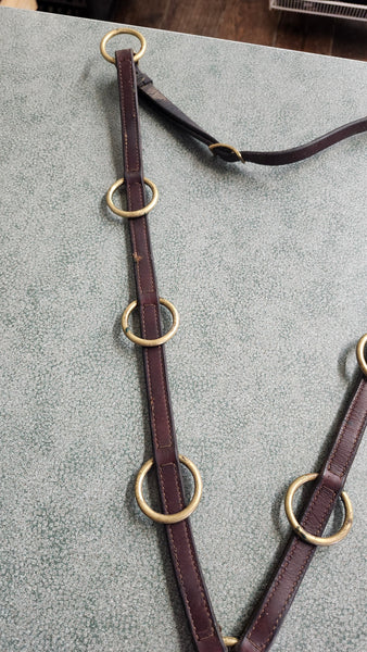 10 Ring Leather Training Martingale