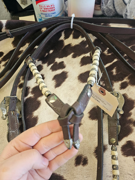 Western headstall with ferrules and matching split reins