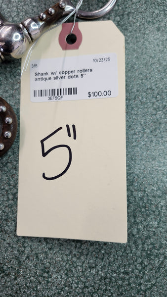 5" Shank with Copper rollers and antique silver dots