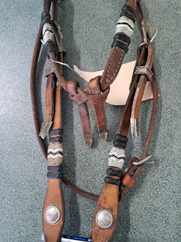 Western Bridle with silver and Rawhide
