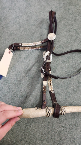 Bosal headstall with browband and ferrules