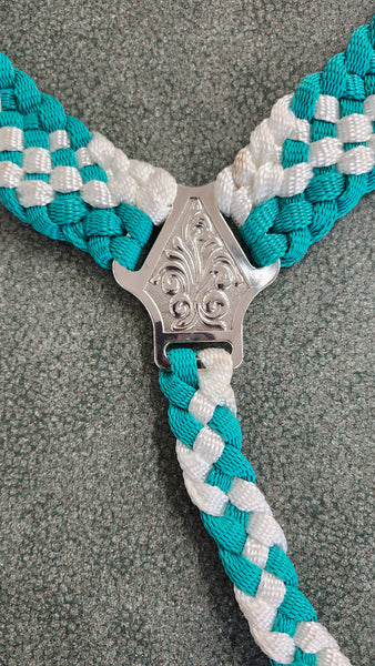 Custom Muletape Breastcollar - Teal & White