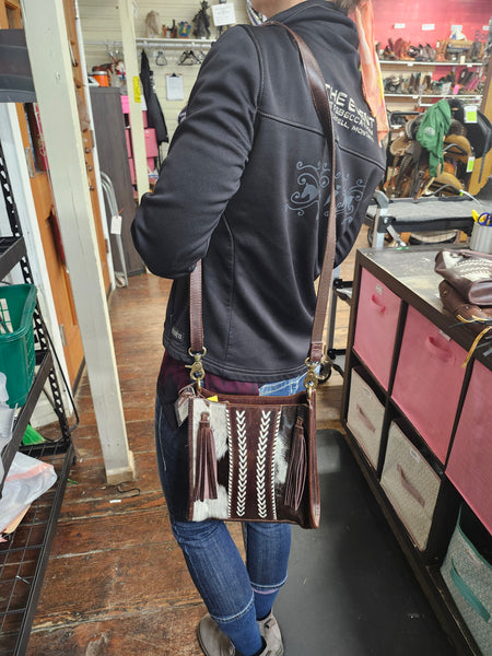 NEW Klassy cowgirl hair on cowhide leather conceal carry crossbody bag