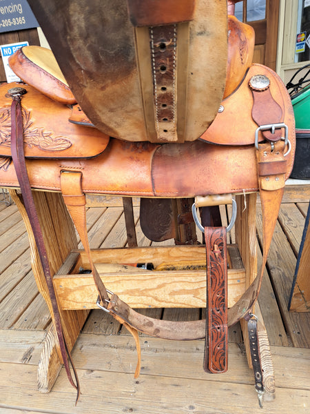 16" Hereford Tex Tan Flex Tree Trail Saddle Western Saddle