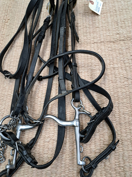 Black Double Reins Hunt Bridle