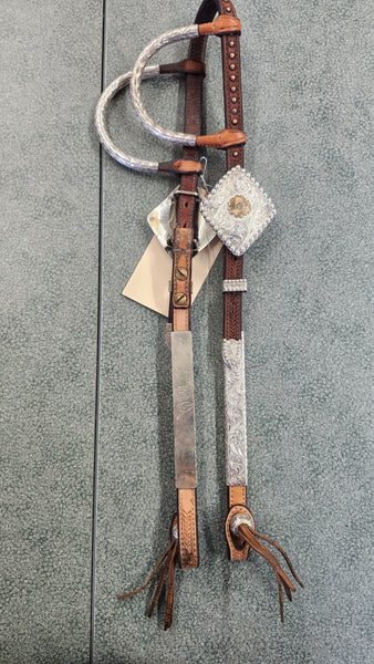Blue Ribbon double ear Western show bridle