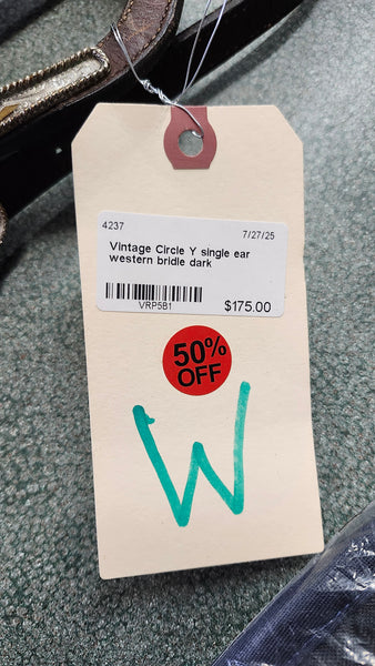 Vintage Circle Y Single Ear Western Bridle