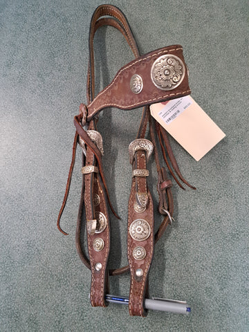Western Browband bridle with Conchos and tooling