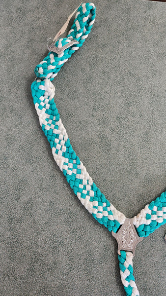 Custom Muletape Breastcollar - Teal & White