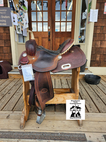 14" Billy Cook Half Breed Waffle Tooled Barrel Saddle