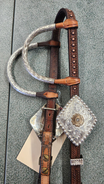 Blue Ribbon double ear Western show bridle