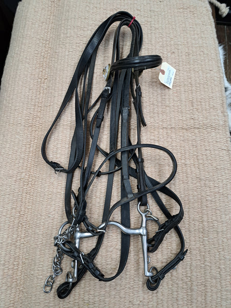 Black Double Reins Hunt Bridle