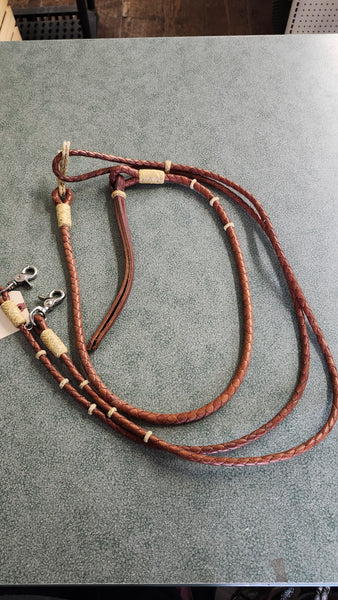 Braided Leather pervian bridle with reins