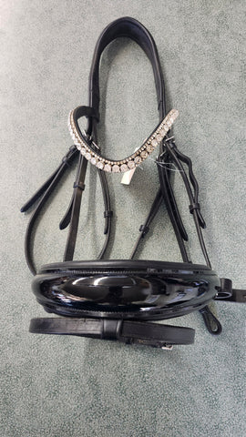 X-Full Solo Equine Dressage Bridle With Crystal Brow