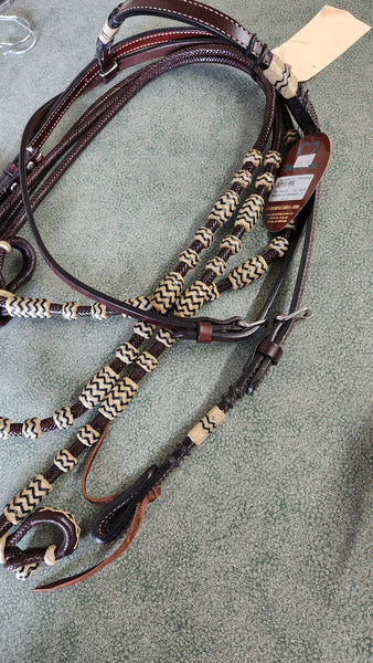 Turquoise Cross Headstall & Romal Reins Set
