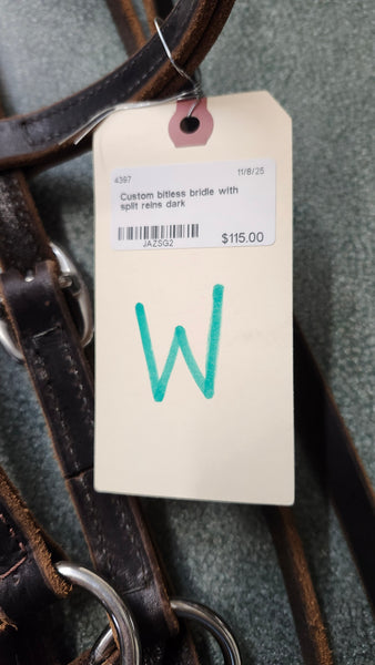 Custom Bitless Bridle with Split Reins