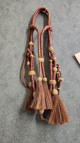 Braided Leather pervian bridle with reins