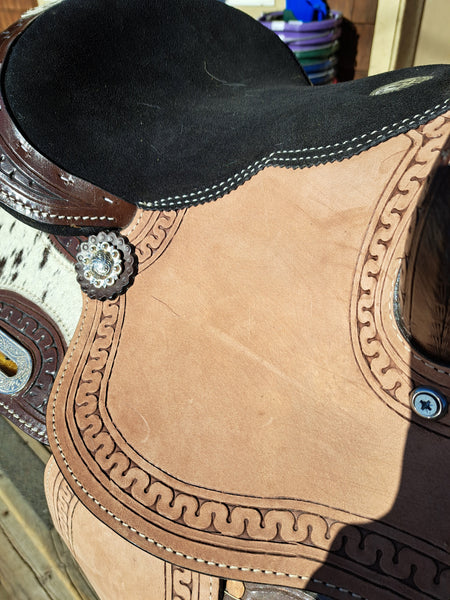 13" Double T Cowhide Barrel Saddle