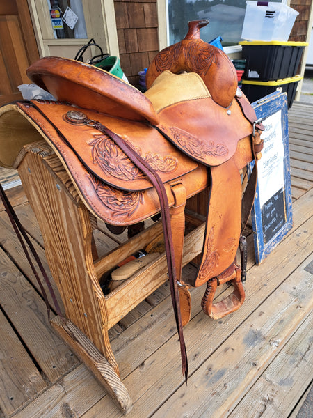 16" Hereford Tex Tan Flex Tree Trail Saddle Western Saddle