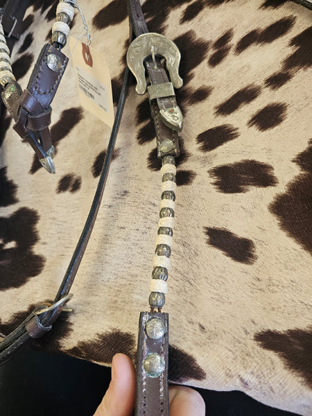 Western headstall with ferrules and matching split reins